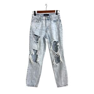 Aeropostale Blue Destroyed Grunge Denim Straight Baggy Mom Jeans Size Women's 2
